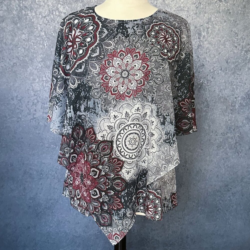 Indigo Soul Boho Tunic Top with Rhinestones, Size L